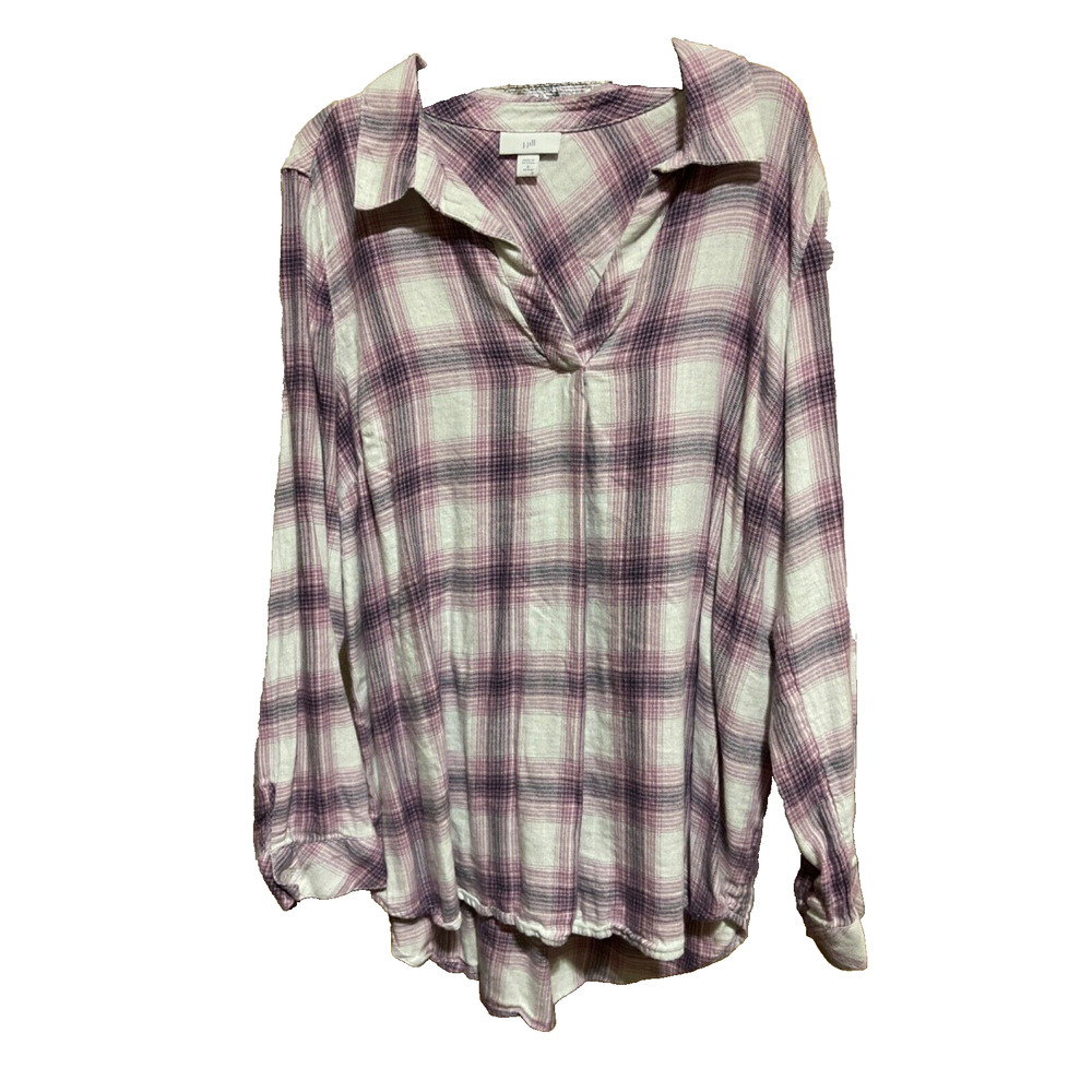 J.‎ Jill Pullover Blouse M Petite Long Sleeve V-Neck Cotton Modal Soft